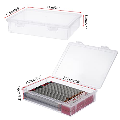 BTSKY Clear Plastic Storage Box with Flap Lid, Multipurpose Craft Organizers and Storage Box Art Supply Storage Organizer Plastic Sewing Box for Beads Pencils Notebooks, 2 Pack Small