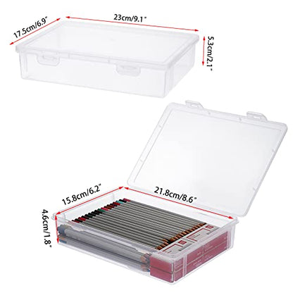 BTSKY Clear Plastic Storage Box with Flap Lid, Multipurpose Craft Organizers and Storage Box Art Supply Storage Organizer Plastic Sewing Box for Beads Pencils Notebooks, 2 Pack Small