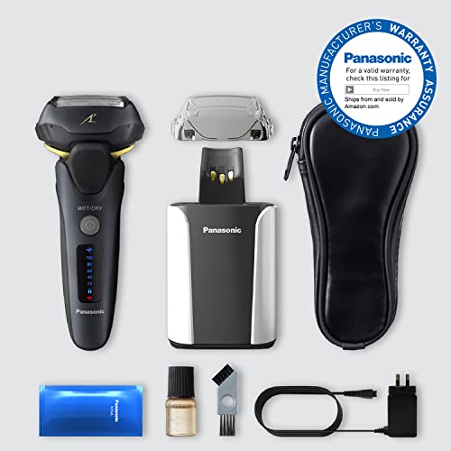 Panasonic Electric Razor for Men, Electric Shaver, ARC5 with Premium Automatic Cleaning and Charging Station, Wet Dry Shaver Men, Cordless Razor, with Pop-Up Trimmer ES-LV97-K, Black