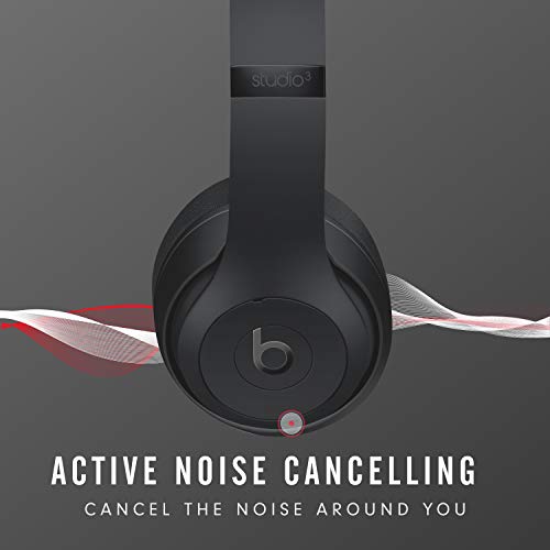 Beats Studio3 Wireless Noise Cancelling Over-Ear Headphones - Apple W1 Headphone Chip, Class 1 Bluetooth, 22 Hours of Listening Time, Built-in Microphone - Matte Black (Latest Model)