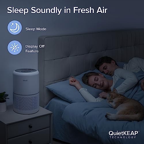 LEVOIT Air Purifier for Home Allergies Pets Hair in Bedroom, Covers Up to 1095 Sq.Foot Powered by 45W High Torque Motor, 3-in-1 Filter, Remove Dust Smoke Pollutants Odor, Core 300, White