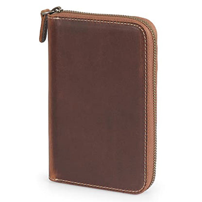 Londo Genuine Leather Padfolio with Pencil Holder Notepad and Zipper Closure (Cinnamon)