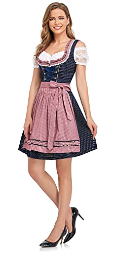 HiZiTi Oktoberfest Costumes Women Dirndl Dresses 3 Pcs German Oktoberfest Dresses Bavarian Costume Beer Carnival Outfits M