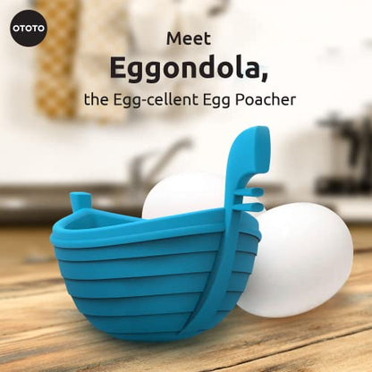 NEW!!! Eggondola Egg Poacher by OTOTO - Poached Egg Silicone Egg Cooker - Gondola Egg Silicone Poacher for Cooking Eggs - Kitchen Egg Cooker, Perfect Egg Maker - Egg Design Maker, Egg Kitchen Gadgets