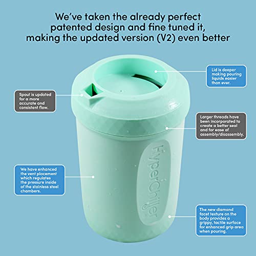 HyperChiller HC2M Patented Iced Coffee/Beverage Cooler, NEW, IMPROVED,STRONGER AND MORE DURABLE! Ready in One Minute, Reusable for Iced Tea, Wine, Spirits, Alcohol, Juice, 12.5 Oz, Mint Blue