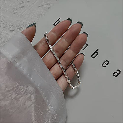 kelistom 925 Sterling Silver Bracelets for Women Teen Girls, Love Heart Charm Chain Bracelet Bangle Fashion Jewelry Gifts (square chain)