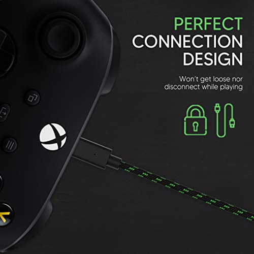 TALK WORKS Dual Xbox Controller Charger Cord for Series X, Series S - 10' Nylon Braided USB C Charging Cable, Charges 2 Controls/Devices at Once