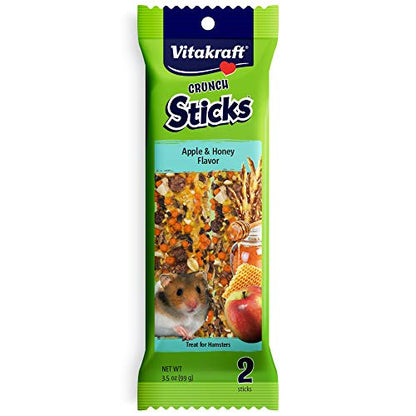 Vitakraft Crunch Sticks Apple & Honey Flavor Hamster Treat (2 Sticks), 3.5 oz