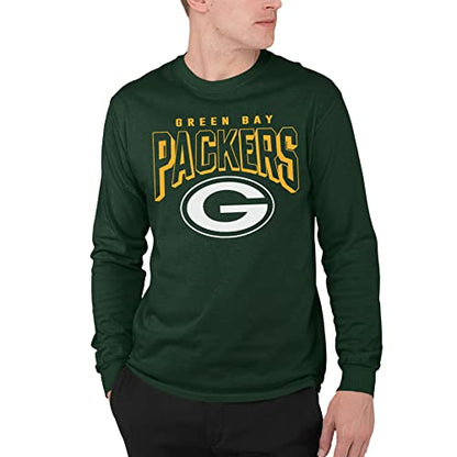 Junk Food Clothing x NFL - Green Bay Packers - Bold Logo - Unisex Adult Long Sleeve T-Shirt for Men and Women - Size X-Large