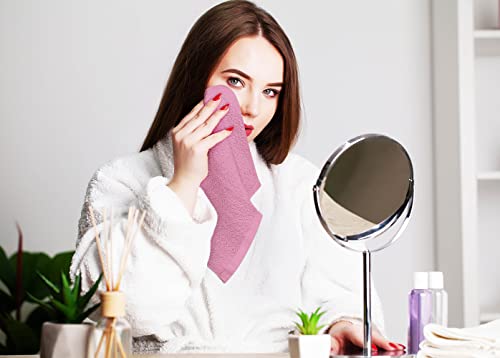 Utopia Towels Cotton Washcloths Set - 100% Ring Spun Cotton, Premium Quality Flannel Face Cloths, Highly Absorbent and Soft Feel Fingertip Towels (12 Pack, Pink)