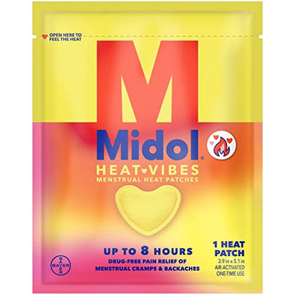 Midol Heat Vibes Menstrual Patches 3 ct: Midol Heat Vibes Menstrual Pain Relief Heat Patches for Period Cramp and Backache Relief - Pack of 3