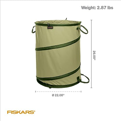 Fiskars Kangaroo Collapsible Garden Bag - 30 Gallon Lawn and Leaf Bag - Container for Lawn Care and Gardening - Green