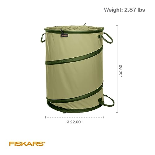 Fiskars Kangaroo Collapsible Garden Bag - 30 Gallon Lawn and Leaf Bag - Container for Lawn Care and Gardening - Green