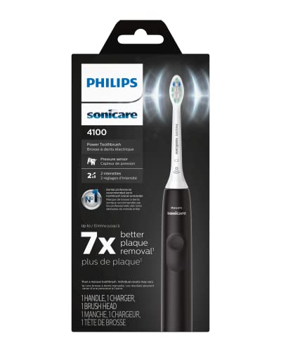 Philips Sonicare 4100 Power Toothbrush, Rechargeable Electric Toothbrush with Pressure Sensor, Black