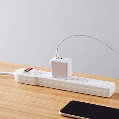 Amazon Basics Rectangular 6-Outlet Surge Protector Power Strip, 6-Foot Long Cord, 790 Joule - White