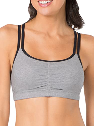 Fruit of The Loom Womens Spaghetti Strap Cotton Pull Over 3 Pack Sports Bra, Grey With Black/White/Black Hue, 34