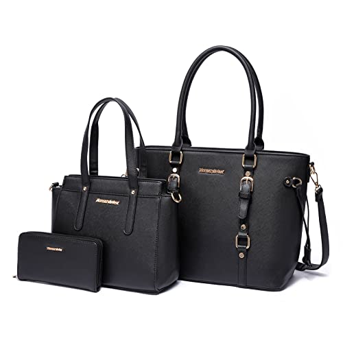 Montana West Purses and Handbags for Women Tote Purse and Wallet Set Shoulder Bag for Women 3pcs MWC3-C032WBK