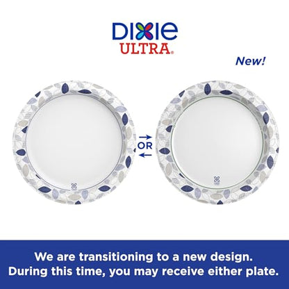 Dixie Ultra Paper Plates, 10 1/16 inch, Dinner Size Printed Disposable Plate, 172 Count (4 Packs of 43 Plates), Packaging and Design May Vary, Blue,White