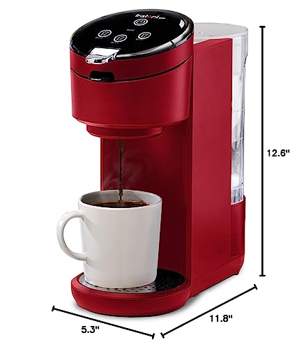 Instant Solo Single Serve Coffee Maker, From the Makers of Pot, K-Cup Pod Compatible Brewer, Includes Reusable & Bold Setting, Brew 8 to 12oz., 40oz. Water Reservoir, Red