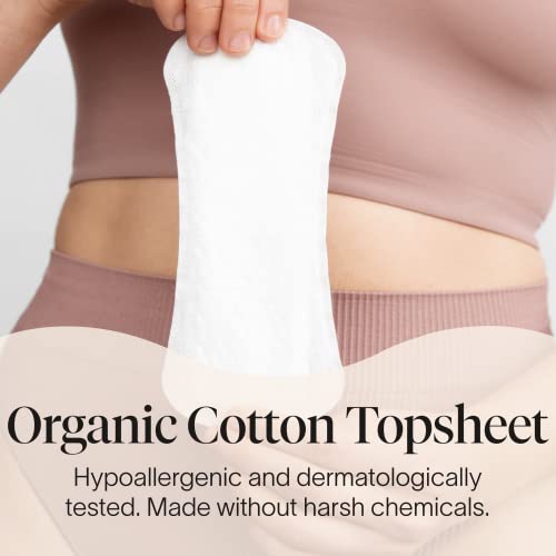 Cora Period Liners | 100% Organic Cotton Topsheet | Ultra Thin, Quick Absorbency | Hypoallergenic | Dermatologically Tested | Unscented, No Wings (36 Count)