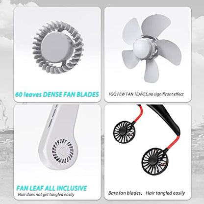 UseeShine Portable Neck Fan. bladeless neck fan,for Indoor Outdoor Travelling,USB Rechargeable Personal Fan, Rechargeable, Headphone Design,3 Speeds Operated Adjustable,neck fans for women