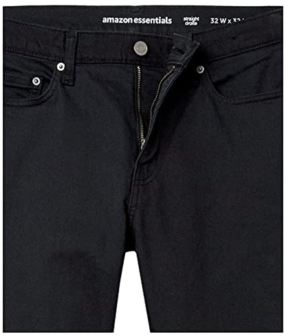 Amazon Essentials Men's Straight-Fit Stretch Jean, Black, 32W x 32L