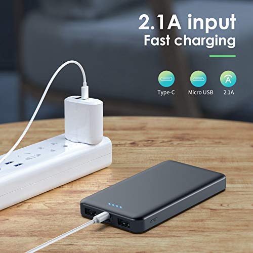 Portable Charger Power Bank 10000mAh【2 Pack】Ultra Slim Design Portable Phone Charger with Type C Input & 2 Output Backup Charging External Battery Pack for Smart Phone, Android Phone,Tablet etc.