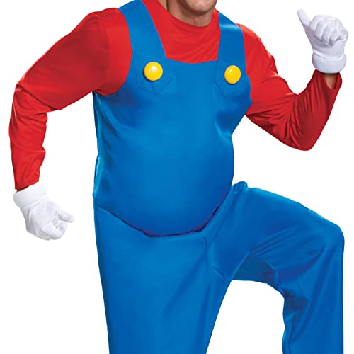 Disguise Mens Mario Costume, Official Super And Hat Adult Sized, Mario, XXL (50-52)