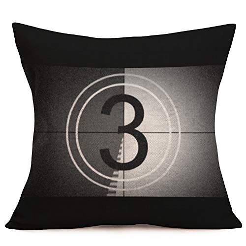 Asminifor Throw Pillow Cover Movie Theater with Popcorn Drink Film Reels Decorative Pillow Case Home Couch Decor Square 18 x 18 Inch Set of 4 Cinema Cushion Pillowcase (Black Cinema)