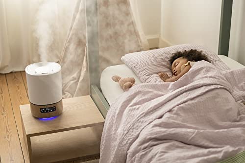 Safety 1st Connected Smart Humidifier — 1 Gallon (3.8L) Tank Size, Cool Mist Humidifier with Hygrometer and Nightlight, and Whisper Quiet for Baby Bedroom, Nursery, iOS and Android Compatible