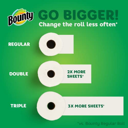 Bounty Quick-Size Paper Towels, White, 12 Family Rolls = 30 Regular Rolls (Packaging May Vary)