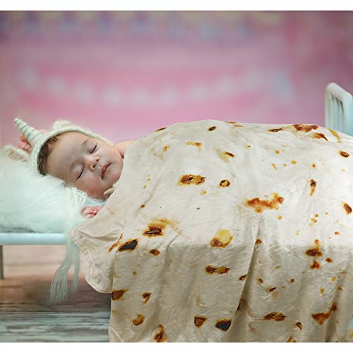 Admitrack Tortilla Wrap Blanket,Burritos Round Wrap Blanket,Tortilla Throw Blanket,Funny Realistic Food Round Blanket,Novelty Burritos Throw Blanket for Adults&Kids