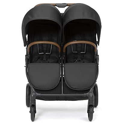 Delta Children Cruzer Double Stroller – Lightweight Side by Side with Reclining Seats, Extendable Canopies and Flat Fold, Black