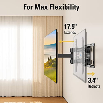 Mounting Dream TV Wall Mount for 32-65 Inch TV, TV Mount with Swivel and Tilt, Full Motion TV Bracket with Articulating Dual Arms, Fits 16inch Studs, Max VESA 400X400 mm, 99lbs, MD2380