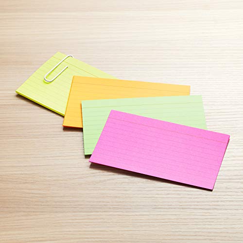 Amazon Basics Ruled Index Flash Cards, Assorted Neon Colored, 3x5 Inch, 300-Count