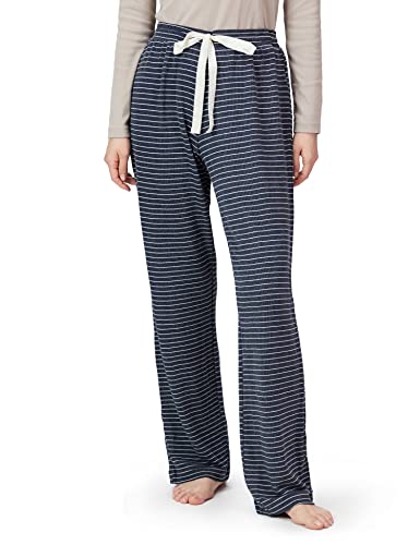 Amazon Essentials Women's Lightweight Lounge Terry Pajama Pant, Navy White Stripe, X-Large