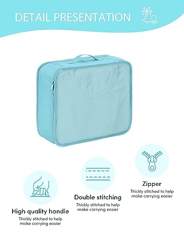 DIMJ Packing Cubes Suitcase, 8 Pieces Packing Cubes for Travel, With Toiletry Bag Hanging, Packing Cubes Carry on Luggage Cubes Packing for Clothes, Shoes, Underwear, Cosmetics, Travel Essentials (Blue）