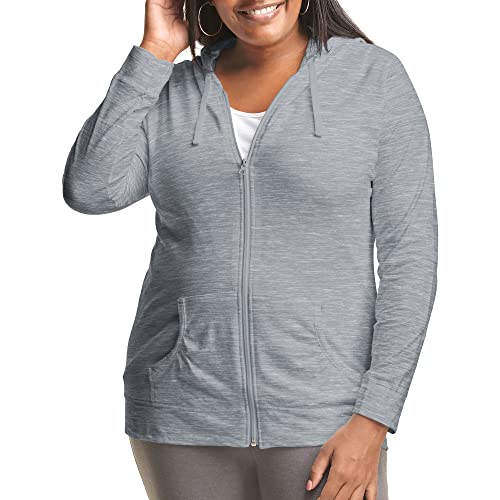 Just My Size Plus-Size Women's Lightweight Slub Jersey Full-Zip Hoodie