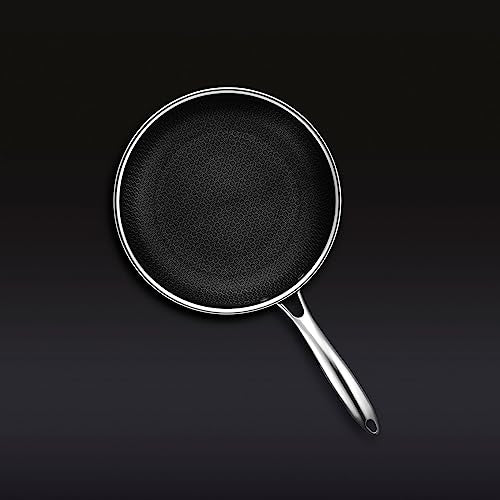 HexClad 10 Inch Hybrid Nonstick Frying Pan, Dishwasher and Oven Friendly, Compatible with All Cooktops