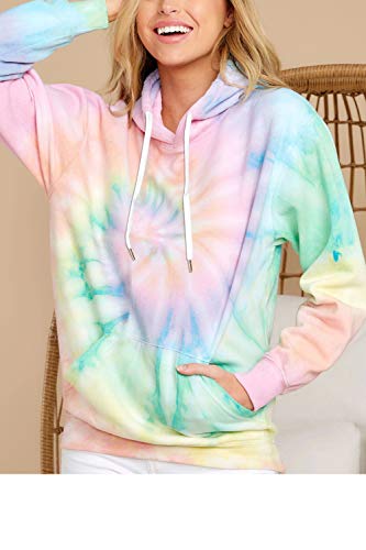 YOCUR Womens Hoodies Sweatshirt Teen Girls Tie Dye Hoodie Thin Sweatshirt Casual Fall Tops Long Sleeve Pocket Pullover Green L