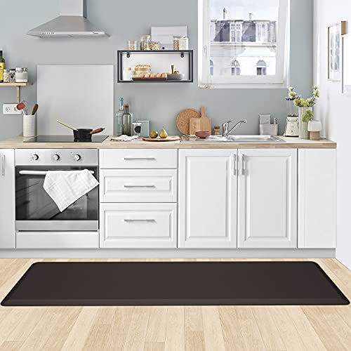 KitchenClouds Kitchen Mat Cushioned Anti Fatigue Kitchen Rug 17.3"x60" Waterproof Non Slip Kitchen Rugs and Mats Standing Desk Mat Comfort Floor Mats for Kitchen House Sink Office (Chocolate)