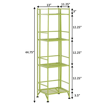 Convenience Concepts Xtra Storage 4-Tier Folding Metal Shelf, Lime