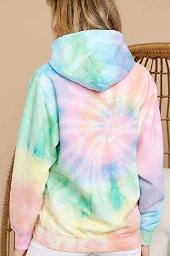 YOCUR Womens Hoodies Sweatshirt Teen Girls Tie Dye Hoodie Thin Sweatshirt Casual Fall Tops Long Sleeve Pocket Pullover Green L