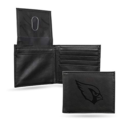 Rico Industries Laser Engraved Unisex Billfold Wallet, Lightweight, Arizona Cardinals Black