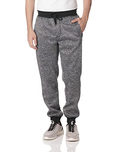 Southpole mens Basic Fleece Marled Jogger Sweatpants, Black(marled), Medium US