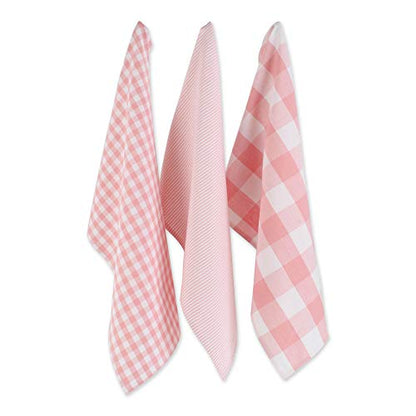 DII Gingham Check Kitchen Collection, Pink, Dishtowel Set