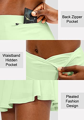 SANTINY Pleated Tennis Skirt for Women with 4 Pockets Women's High Waisted Athletic Golf Skorts Skirts for Running Casual (Mint Cream_XS)