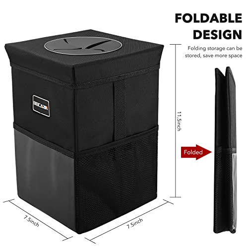 Car Trash Can with Lid - Bag Hanging Storage Pockets Leak-Proof Organizer Collapsible and Portable Waterproof Garbage Bin, 2.6 Gal Large Capacity Multipurpose Bin for