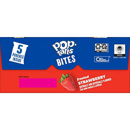 Pop-Tarts Baked Pastry Bites, Kids Snacks, School Lunch, Frosted Strawberry, 7oz Box (5 Bags)