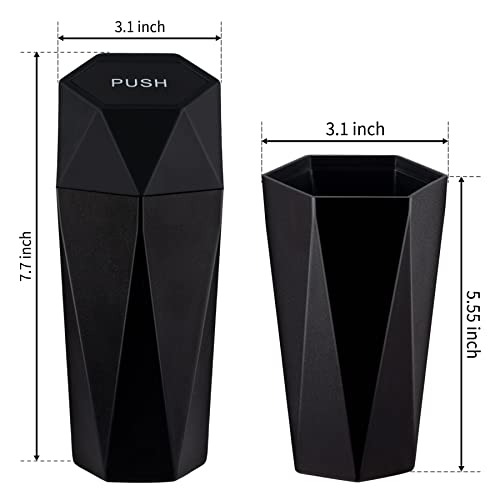 JUSTTOP Car Trash Can with Lid, Diamond Design Small Automatic Portable Trash Can, Easy to Clean, Used in Car Home Office (Black)